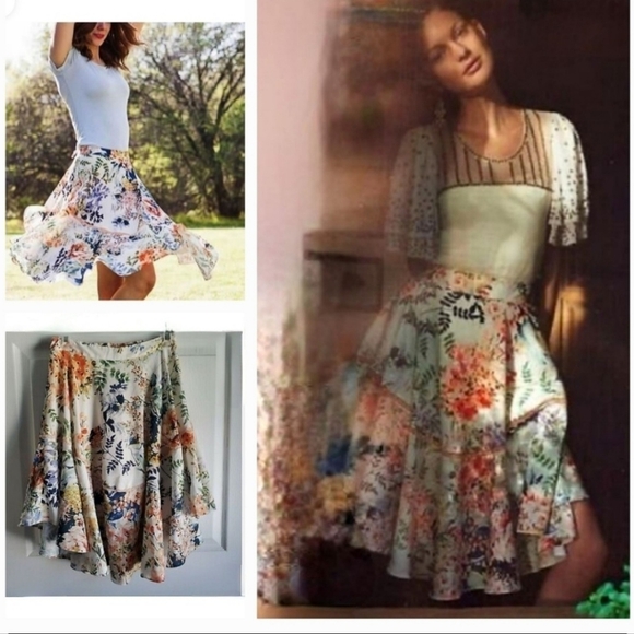 ANTHROPOLOGIE - floral midi skirt - Picture 4 of 5